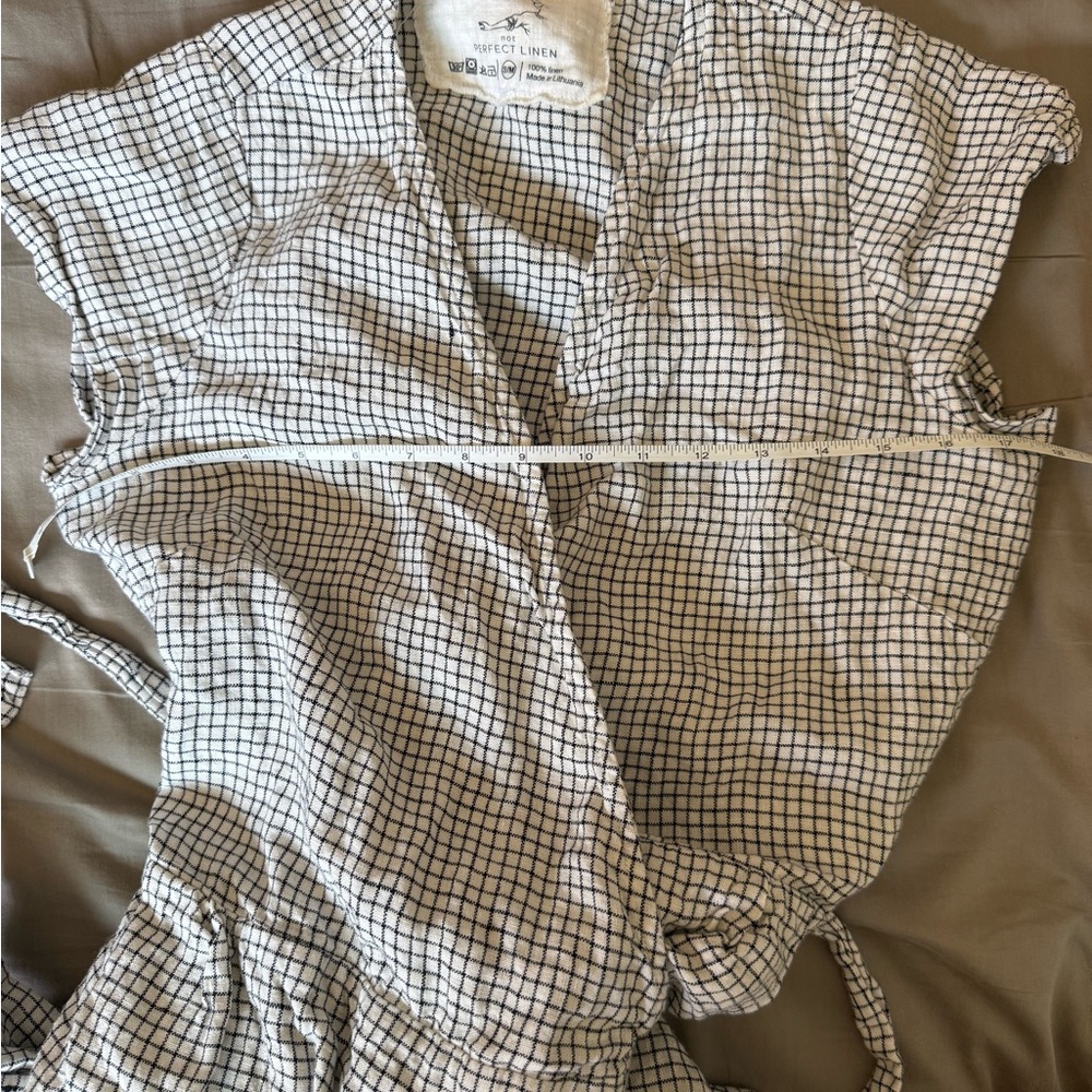 notPERFECTLINEN Black & White Gingham Wrap Jumpsuit - Picture 6 of 6